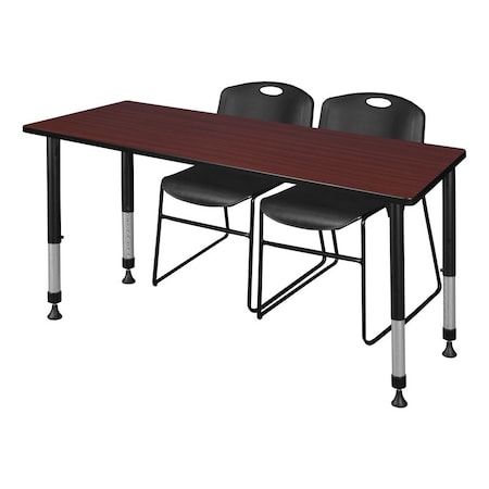 Tables > Height Adjustable > Rectangular Table & Chair Sets, 72 W, 24 L, 23-34 H, Mahogany MPN:MT7224MHAPBK44BK