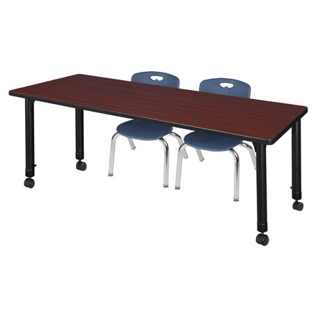 Tables > Height Adjustable > Rectangular Mobile Table & Chair Sets, 72 W, 24 L, 23-34 H, Mahogany MPN:MT7224MHAPCBK45NV