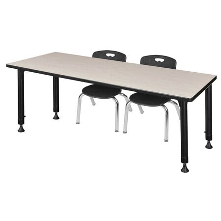 Tables > Height Adjustable > Rectangular Table & Chair Sets, 72 W, 24 L, 23-34 H, Maple MPN:MT7224PLAPBK45BK