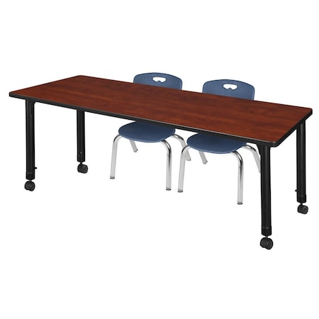 Tables > Height Adjustable > Rectangular Mobile Table & Chair Sets, 72 W, 30 L, 23-34 H, Cherry MPN:MT7230CHAPCBK45NV