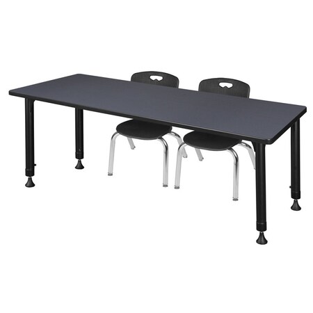 Tables > Height Adjustable > Rectangular Table & Chair Sets, 72 W, 30 L, 23-34 H, Grey MPN:MT7230GYAPBK45BK