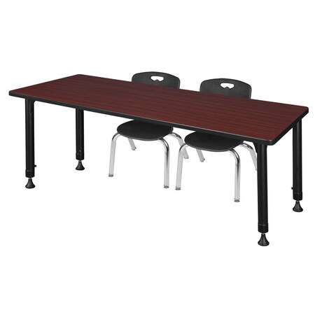 Tables > Height Adjustable > Rectangular Table & Chair Sets, 72 W, 30 L, 23-34 H, Mahogany MPN:MT7230MHAPBK45BK