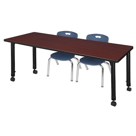 Tables > Height Adjustable > Rectangular Mobile Table & Chair Sets, 72 W, 30 L, 23-34 H, Mahogany MPN:MT7230MHAPCBK45NV