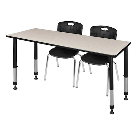 Tables > Height Adjustable > Rectangular Table & Chair Sets, 72 W, 30 L, 23-34 H, Maple MPN:MT7230PLAPBK40BK