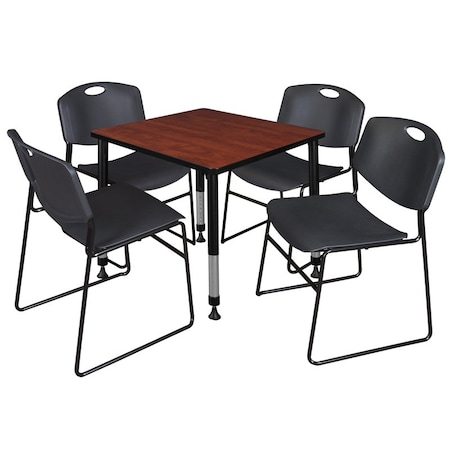 Tables > Height Adjustable > Square Table & Chair Sets, 30 W, 30 L, 23-35 H, Cherry MPN:TB3030CHAPBK44BK
