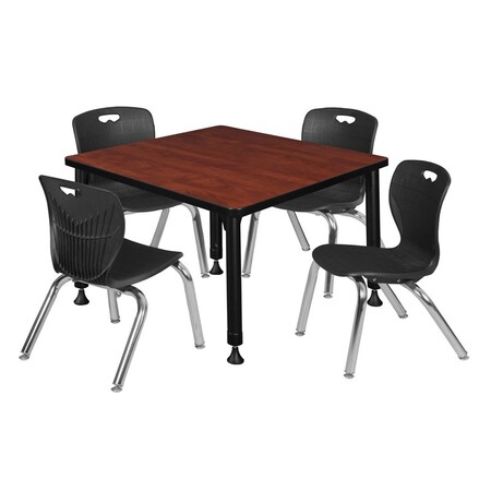 Tables > Height Adjustable > Square Table & Chair Sets, 30 W, 30 L, 23-35 H, Cherry MPN:TB3030CHAPBK45BK