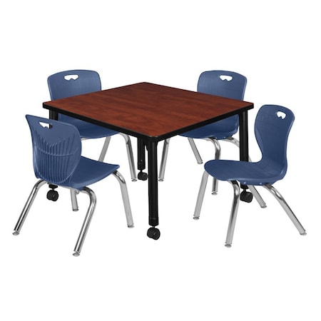 Tables > Height Adjustable > Square Mobile Table & Chair Sets, 30 W, 30 L, 23-34 H, Cherry MPN:TB3030CHAPCBK45NV