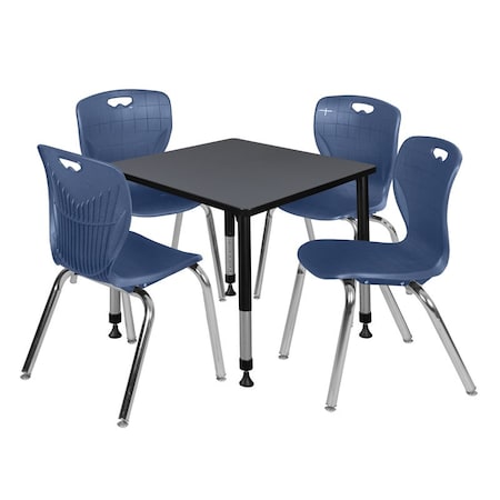 Tables > Height Adjustable > Square Table & Chair Sets, 30 W, 30 L, 23-36 H, Grey MPN:TB3030GYAPBK40NV