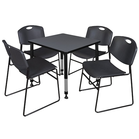 Tables > Height Adjustable > Square Table & Chair Sets, 30 W, 30 L, 23-36 H, Grey MPN:TB3030GYAPBK44BK