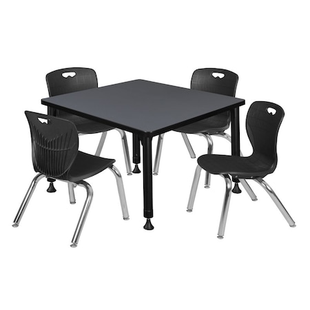 Tables > Height Adjustable > Square Table & Chair Sets, 30 W, 30 L, 23-36 H, Grey MPN:TB3030GYAPBK45BK