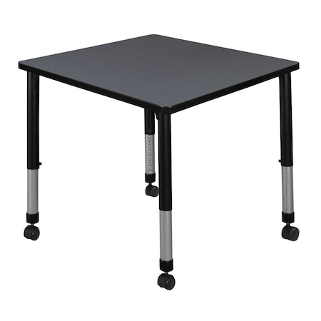 Square Mobile Tables, 30 W, 30 L, 23-34 H, Wood, Metal, Grey MPN:TB3030GYAPCBK