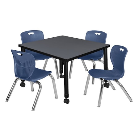 Tables > Height Adjustable > Square Mobile Table & Chair Sets, 30 W, 30 L, 23-34 H, Grey MPN:TB3030GYAPCBK45NV