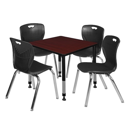 Tables > Height Adjustable > Square Table & Chair Sets, 30 W, 30 L, 23-37 H, Mahogany MPN:TB3030MHAPBK40BK