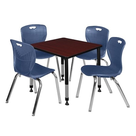 Tables > Height Adjustable > Square Table & Chair Sets, 30 W, 30 L, 23-37 H, Mahogany MPN:TB3030MHAPBK40NV