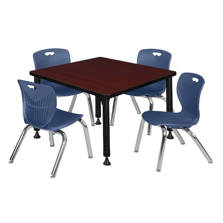Tables > Height Adjustable > Square Table & Chair Sets, 30 W, 30 L, 23-37 H, Mahogany MPN:TB3030MHAPBK45NV