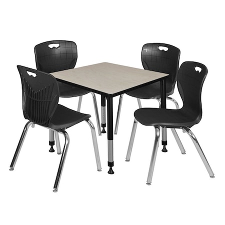 Tables > Height Adjustable > Square Table & Chair Sets, 30 W, 30 L, 23-39 H, Maple MPN:TB3030PLAPBK40BK