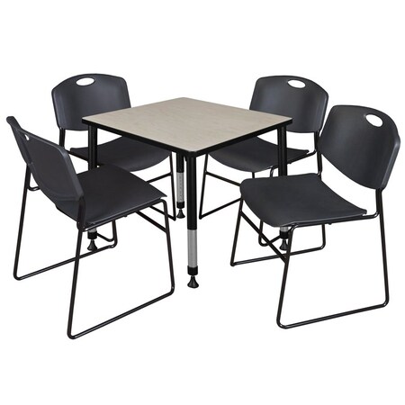 Tables > Height Adjustable > Square Table & Chair Sets, 30 W, 30 L, 23-39 H, Maple MPN:TB3030PLAPBK44BK