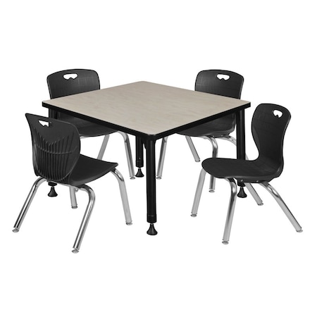 Tables > Height Adjustable > Square Table & Chair Sets, 30 W, 30 L, 23-39 H, Maple MPN:TB3030PLAPBK45BK