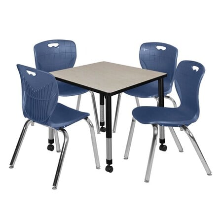 Tables > Height Adjustable > Square Mobile Table & Chair Sets, 30 W, 30 L, 23-34 H, Maple MPN:TB3030PLAPCBK40NV