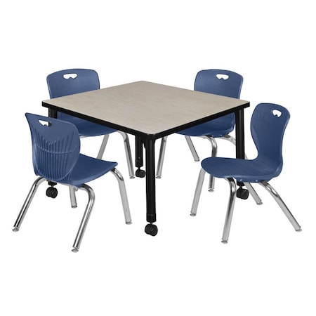 Tables > Height Adjustable > Square Mobile Table & Chair Sets, 30 W, 30 L, 23-34 H, Maple MPN:TB3030PLAPCBK45NV