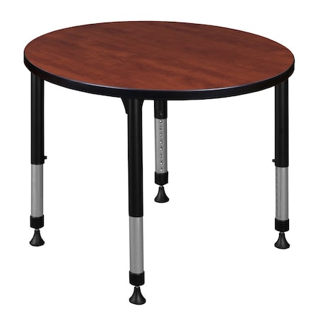 Round Classroom Tables, 30 W, 30 L, 23-34 H, Wood, Metal, Cherry MPN:TB30RNDCHAPBK