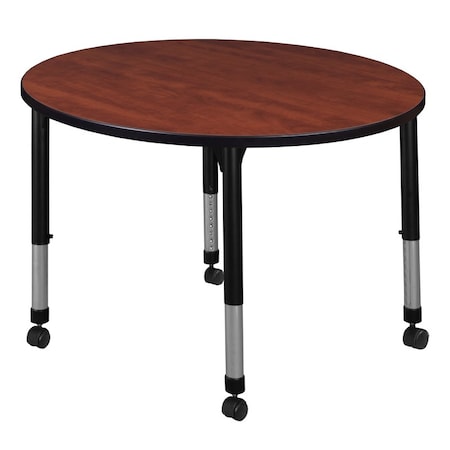 Round Mobile Tables, 30 W, 30 L, 23-34 H, Wood, Metal, Cherry MPN:TB30RNDCHAPCBK