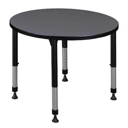 Round Classroom Tables, 30 W, 30 L, 23-34 H, Wood, Metal, Grey MPN:TB30RNDGYAPBK