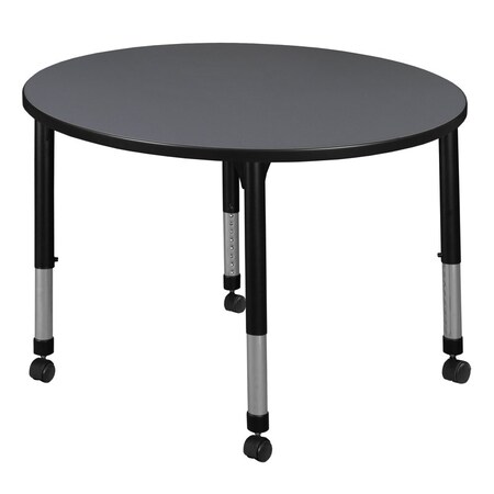 Round Mobile Tables, 30 W, 30 L, 23-34 H, Wood, Metal, Grey MPN:TB30RNDGYAPCBK