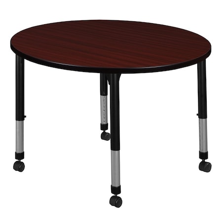 Round Mobile Tables, 30 W, 30 L, 23-34 H, Wood, Metal, Mahogany MPN:TB30RNDMHAPCBK