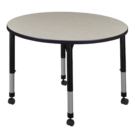 Round Mobile Tables, 30 W, 30 L, 23-34 H, Wood, Metal, Maple MPN:TB30RNDPLAPCBK