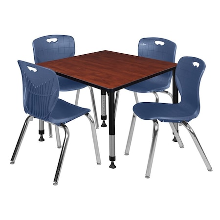Tables > Height Adjustable > Square Table & Chair Sets, 30 W, 30 L, 23-35 H, Cherry MPN:TB3636CHAPBK40NV