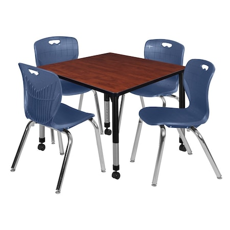 Tables > Height Adjustable > Square Mobile Table & Chair Sets, 36 W, 36 L, 23-34 H, Cherry MPN:TB3636CHAPCBK40NV