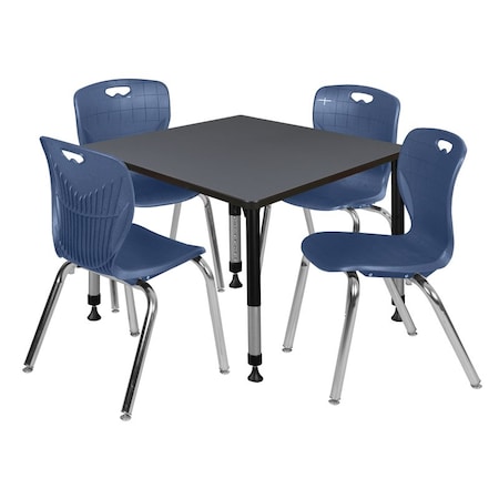 Tables > Height Adjustable > Square Table & Chair Sets, 30 W, 30 L, 23-36 H, Grey MPN:TB3636GYAPBK40NV