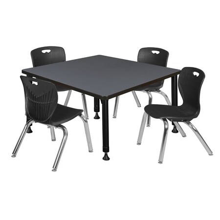 Tables > Height Adjustable > Square Table & Chair Sets, 30 W, 30 L, 23-36 H, Grey MPN:TB3636GYAPBK45BK