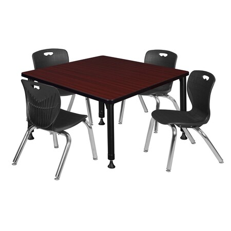 Tables > Height Adjustable > Square Table & Chair Sets, 30 W, 30 L, 23-37 H, Mahogany MPN:TB3636MHAPBK45BK