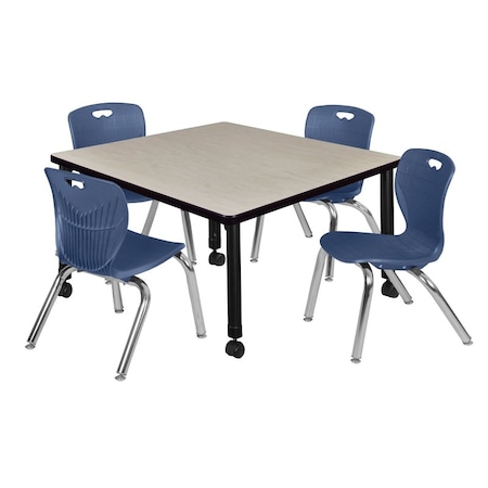 Tables > Height Adjustable > Square Mobile Table & Chair Sets, 36 W, 36 L, 23-34 H, Maple MPN:TB3636PLAPCBK45NV