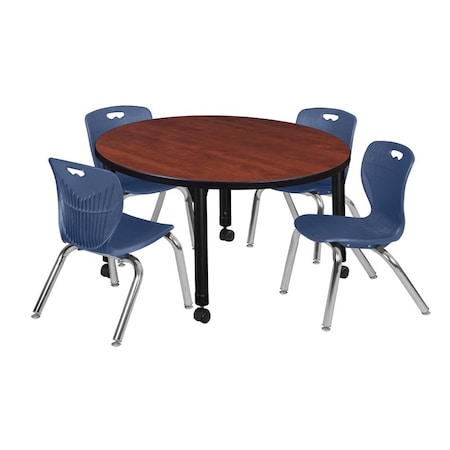 Tables > Height Adjustable > Round Mobile Table & Chair Sets, 36 W, 36 L, 23-34 H, Cherry MPN:TB36RNDCHAPCBK45NV