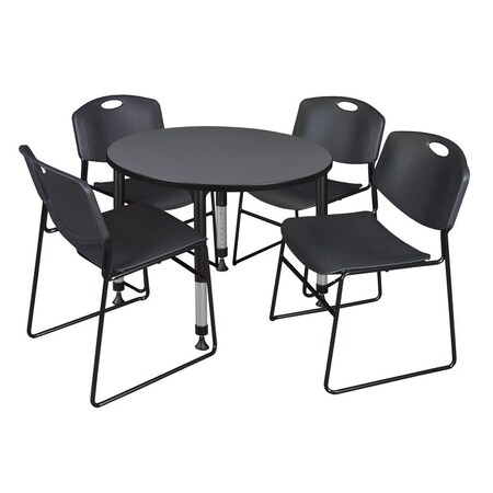 Tables > Height Adjustable > Round Table & Chair Sets, 36 W, 36 L, 23-34 H, Grey MPN:TB36RNDGYAPBK44BK