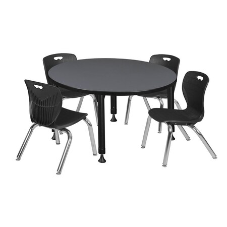 Tables > Height Adjustable > Round Table & Chair Sets, 36 W, 36 L, 23-34 H, Grey MPN:TB36RNDGYAPBK45BK