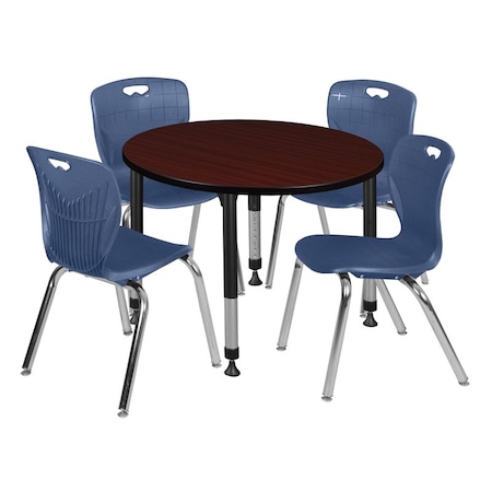 Tables > Height Adjustable > Round Table & Chair Sets, 36 W, 36 L, 23-34 H, Mahogany MPN:TB36RNDMHAPBK40NV