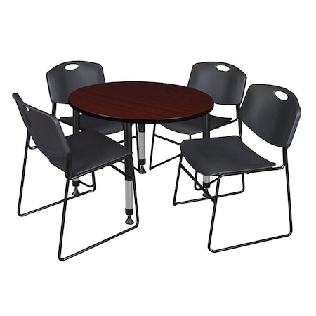 Tables > Height Adjustable > Round Table & Chair Sets, 36 W, 36 L, 23-34 H, Mahogany MPN:TB36RNDMHAPBK44BK