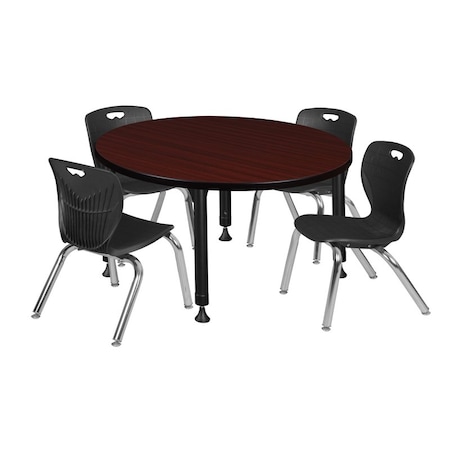 Tables > Height Adjustable > Round Table & Chair Sets, 36 W, 36 L, 23-34 H, Mahogany MPN:TB36RNDMHAPBK45BK