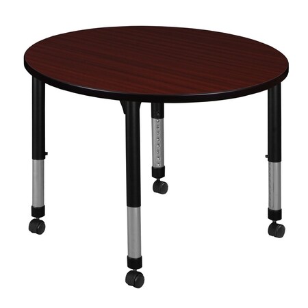 Round Mobile Tables, 36 W, 36 L, 23-34 H, Wood, Metal, Mahogany MPN:TB36RNDMHAPCBK