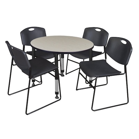 Tables > Height Adjustable > Round Table & Chair Sets, 36 W, 36 L, 23-34 H, Maple MPN:TB36RNDPLAPBK44BK