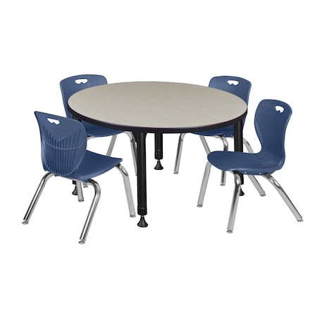 Tables > Height Adjustable > Round Table & Chair Sets, 36 W, 36 L, 23-34 H, Maple MPN:TB36RNDPLAPBK45NV