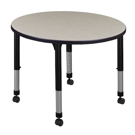 Round Mobile Tables, 36 W, 36 L, 23-34 H, Wood, Metal, Maple MPN:TB36RNDPLAPCBK