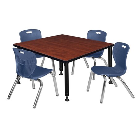 Tables > Height Adjustable > Square Table & Chair Sets, 30 W, 30 L, 23-35 H, Cherry MPN:TB4242CHAPBK45NV
