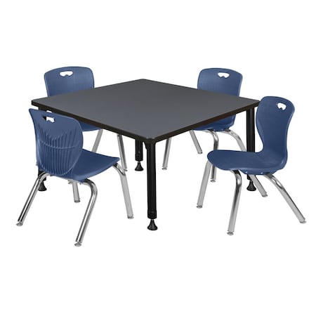 Tables > Height Adjustable > Square Table & Chair Sets, 30 W, 30 L, 23-36 H, Grey MPN:TB4242GYAPBK45NV