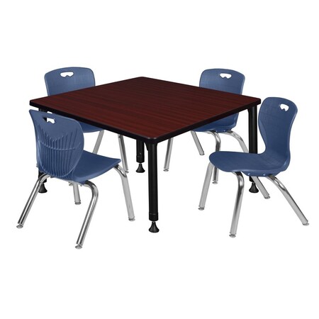 Tables > Height Adjustable > Square Table & Chair Sets, 30 W, 30 L, 23-37 H, Mahogany MPN:TB4242MHAPBK45NV