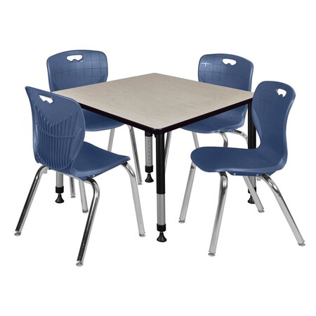 Tables > Height Adjustable > Square Table & Chair Sets, 30 W, 30 L, 23-39 H, Maple MPN:TB4242PLAPBK40NV